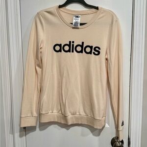 Adidas Women's Beige Sweatshirt with Black Logo